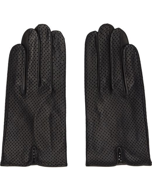 Handsome Stockholm Black Statement Perforated Gloves for men