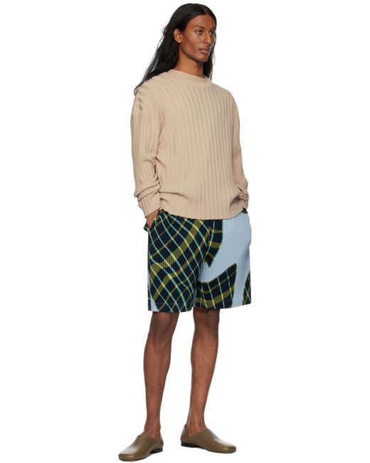Homme Plissé Issey Miyake Blue Windswept Plaid Shorts for men