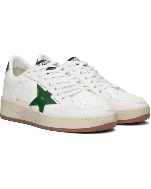 メンズ Golden Goose Deluxe Brand ホワイト＆グリーン Ball Star スニーカー Black