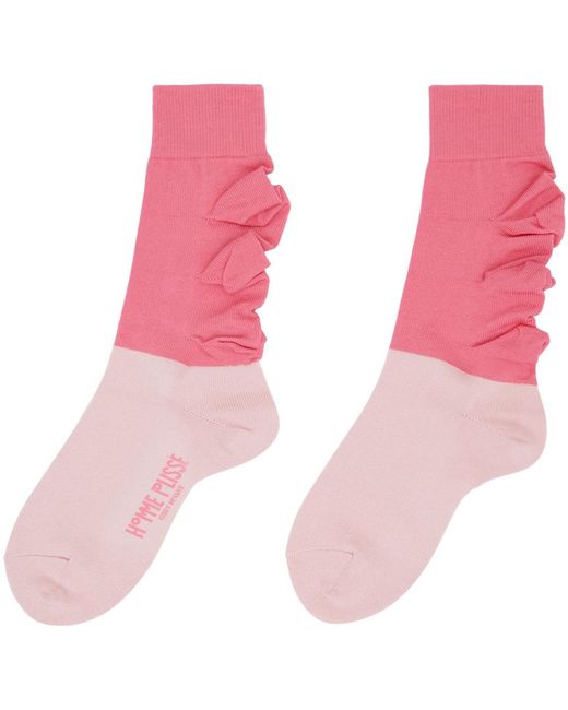 Homme Plissé Issey Miyake Homme Plissé Issey Miyake Pink Flower Socks for men