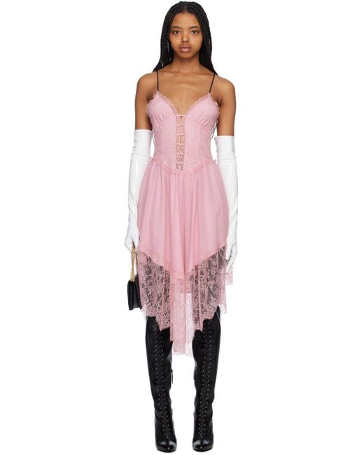 Gucci Black Pink V-neck Midi Dress