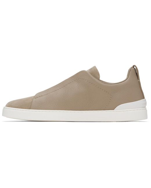 Zegna Black Taupe Triple Stitch Sneakers for men