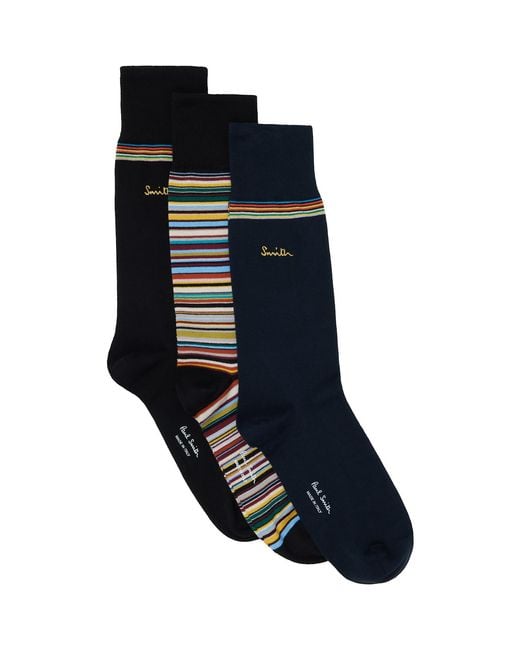 Paul Smith Black Three-Pack 'Artist Stripe' Socks for men
