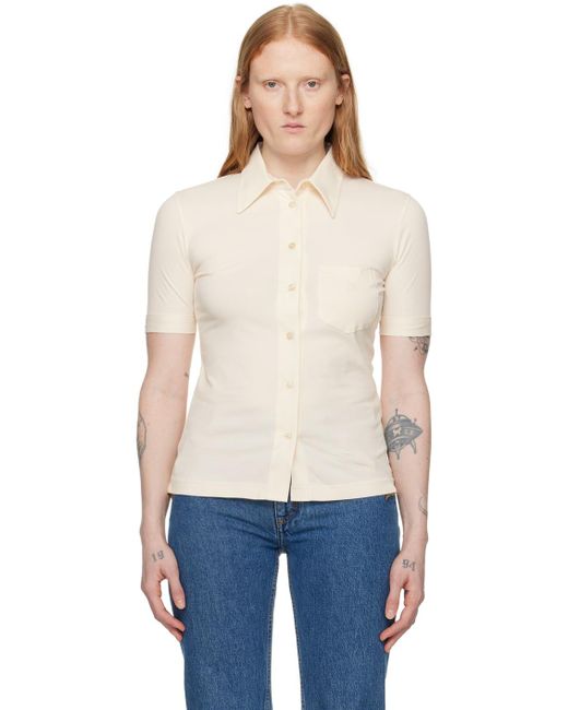 Filippa K Blue Off-white Embroidered Shirt
