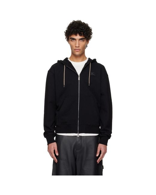 Burberry Black Rory Check Patch Hoodie for men