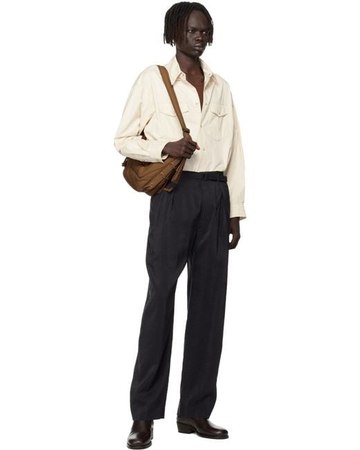 Lemaire Black Tan Small Soft Game Bag for men