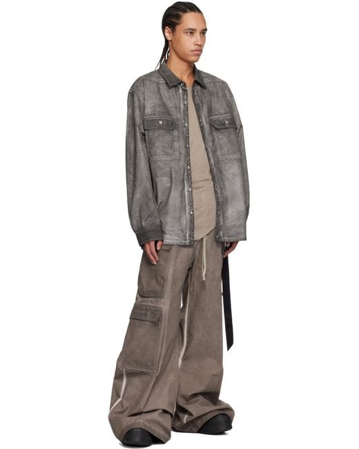 メンズ Rick Owens グレー Hollywood Jumbo オーバーシャツ Black