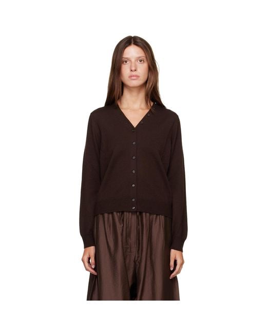 Cordera Brown Merino Wool Button Cardigan