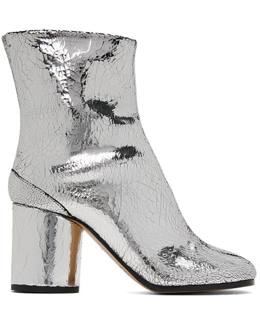 Maison Margiela Leather Silver Tabi Mirror Boots in Metallic | Lyst