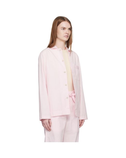 Tekla Pink Poplin Long-Sleeved Pyjama Shirt