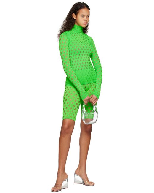 Maisie Wilen Green Perforated Turtleneck