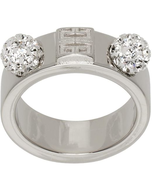 Givenchy Metallic Silver 4g Crystal Ring
