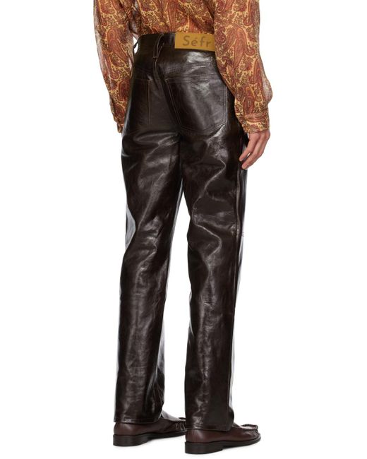 Séfr Black Burgundy Eito Leather Pants for men