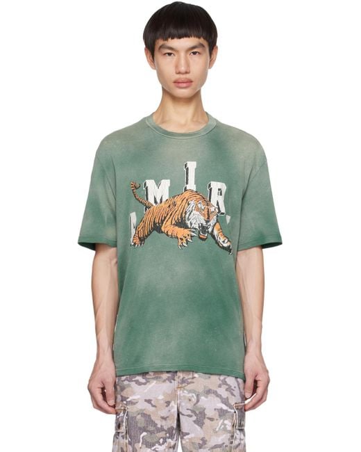 Amiri Green Collegiate Tiger Crewneck T-shirt for men
