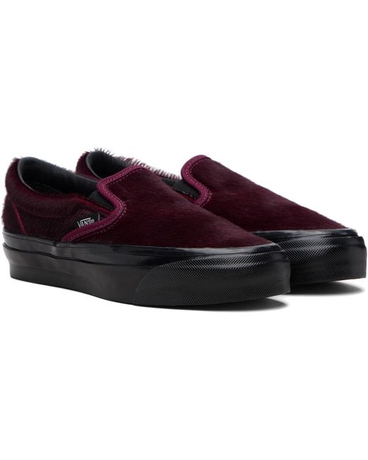 Vans Black Burgundy Premium Classic Slip-On Sneakers