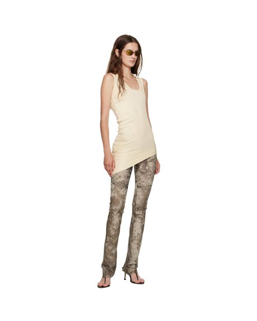 Jean Paul Gaultier Natural Off- Ribbed Twisted Double Layer Piercing Tank Top