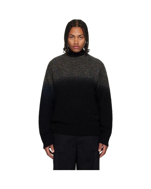 Sacai Black Garment Dye Wool Knit Sweater for men