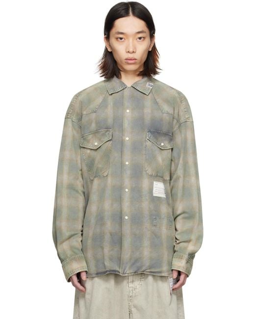 Chemise grise à carreaux Maison Mihara Yasuhiro pour homme en coloris Green