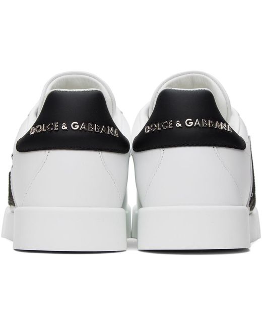 Dolce & Gabbana Black Calfskin Portofino Dg Logo Sneakers