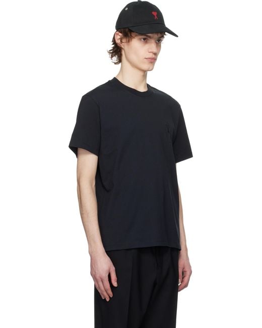 メンズ AMI ブラック Ami De Coeur コットン Tシャツ Black