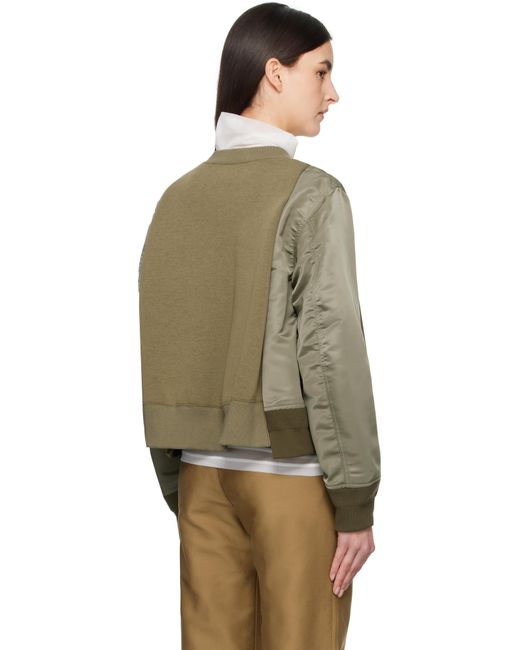 Sacai Green Khaki Sponge Sweat Sweatshirt