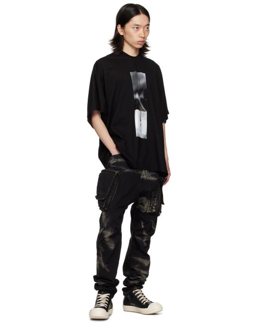 メンズ Julius ブラック デニム ブリーチ カーゴパンツ Black