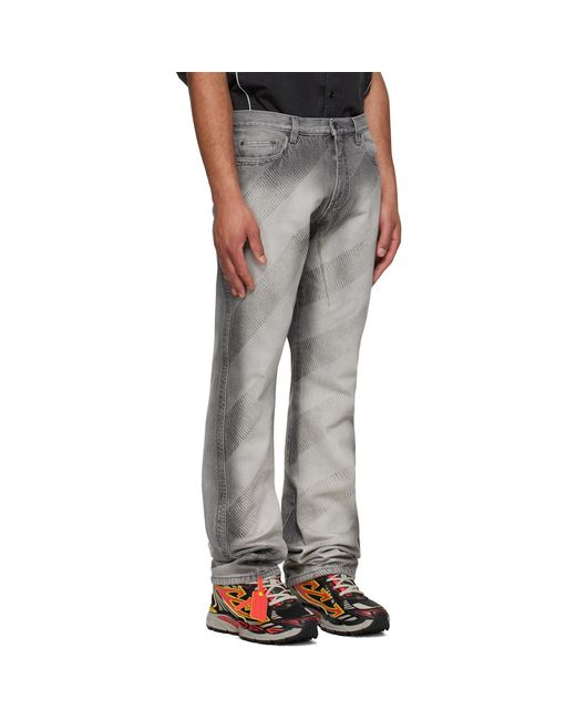 Off-White c/o Virgil Abloh Gray Diagonal Embroidered Twist Stack Jeans for men