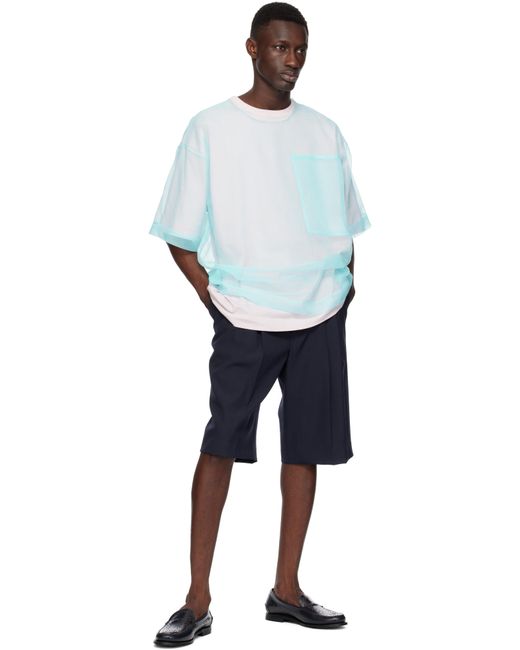 Dries Van Noten Blue Tailored Wool Shorts for men