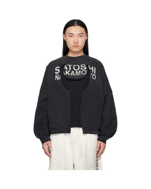 Satoshi Nakamoto Black Bone Crewneck Sweatshirt for men