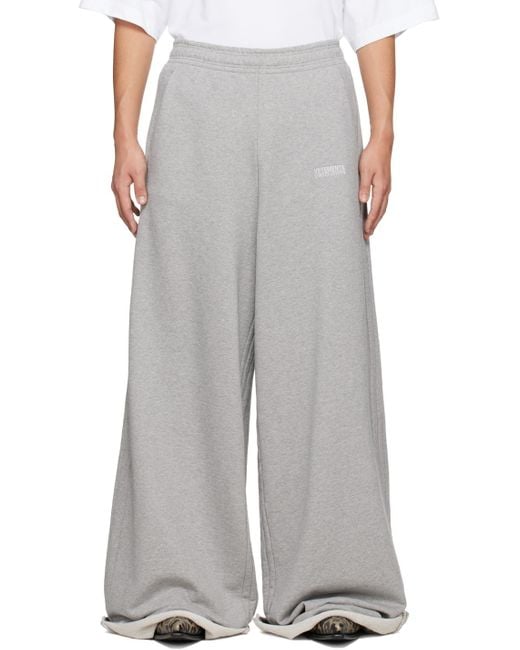 Vetements White Gray Embroidered Sweatpants for men