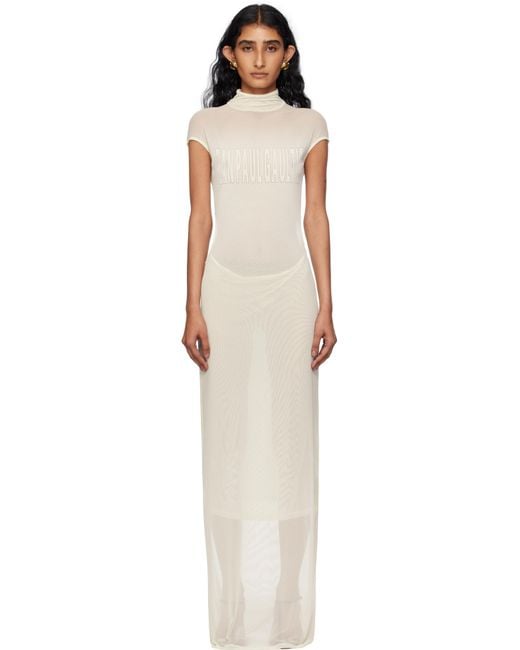 Jean Paul Gaultier Black Off- Sleeveless Flock Maxi Dress