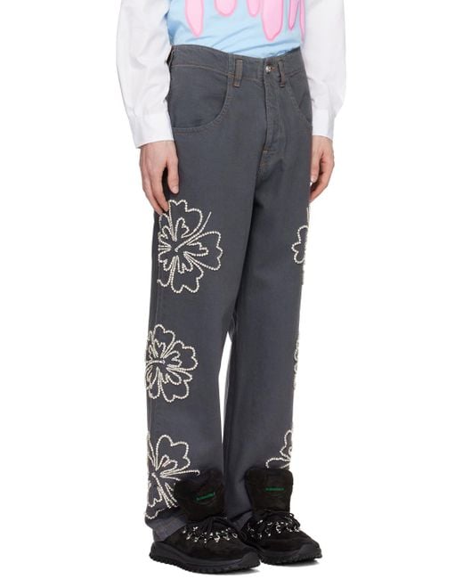 Bluemarble Black Embroidered Jeans for men