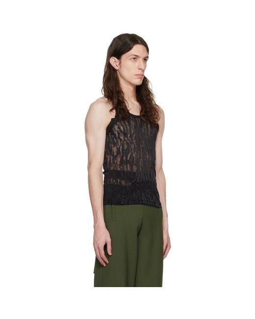 Dion Lee Black Split Tank Top for men