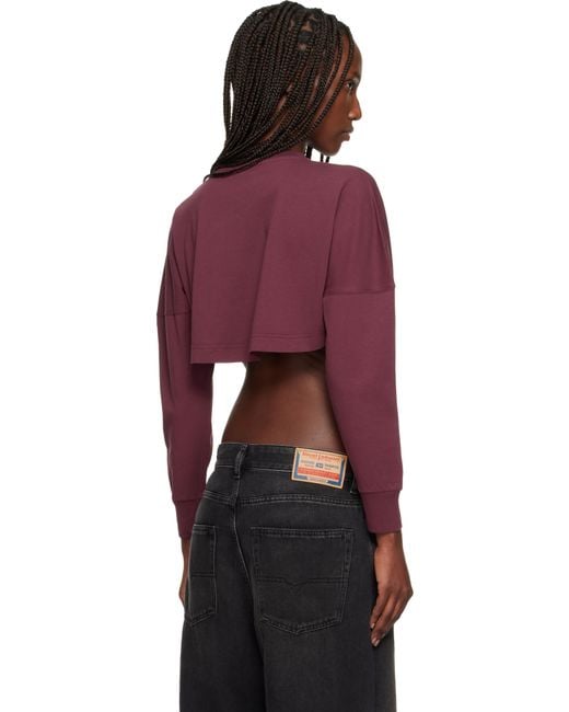 Palm Angels Red Burgundy Curved Logo Crop T-Shirt