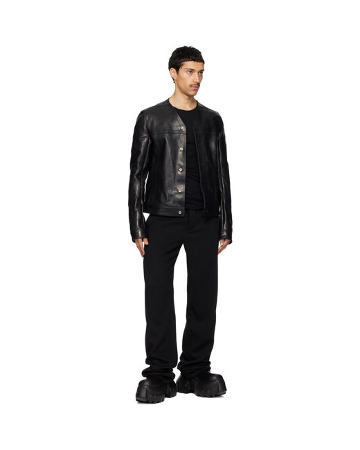 Rick Owens Black Temple Leather Work Jacket for men
