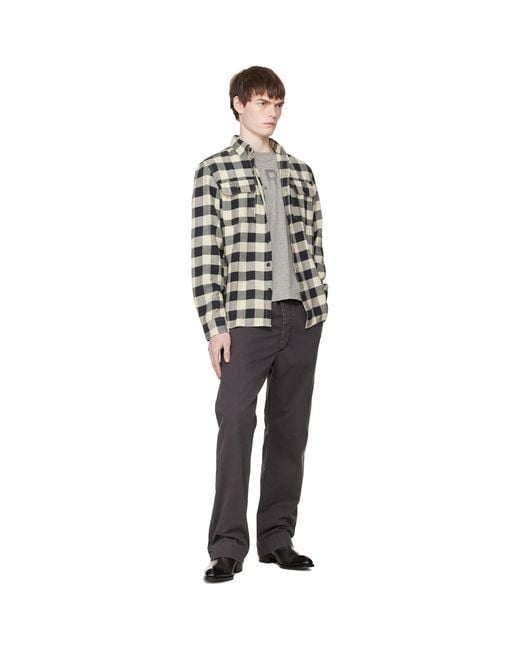 RRL Black Off- Buffalo Check Twill Work Shirt for men