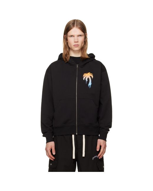 Palm Angels Black 'I Love Pa' Zipped Hoodie for men