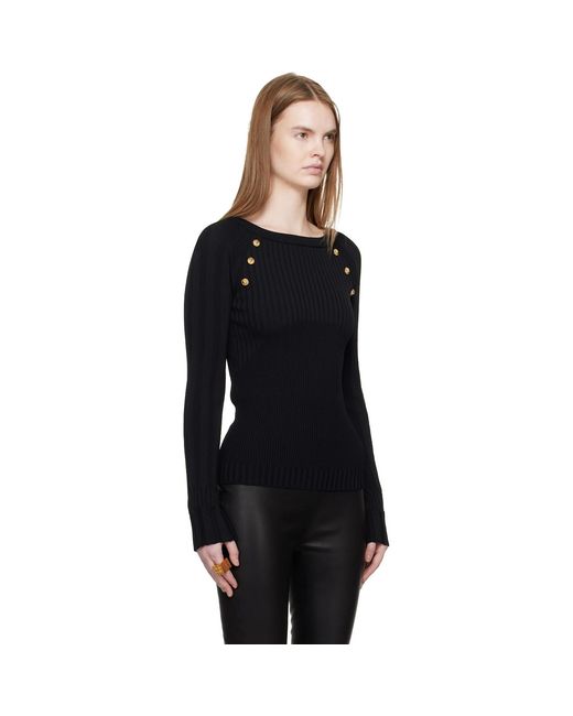 Balmain Black Knit Buttons Sweater