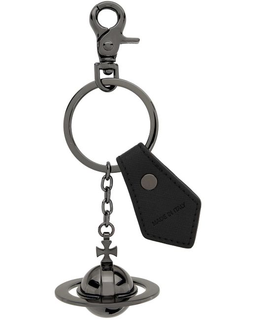 Vivienne Westwood Black & Gunmetal 3d Orb Keychain for men