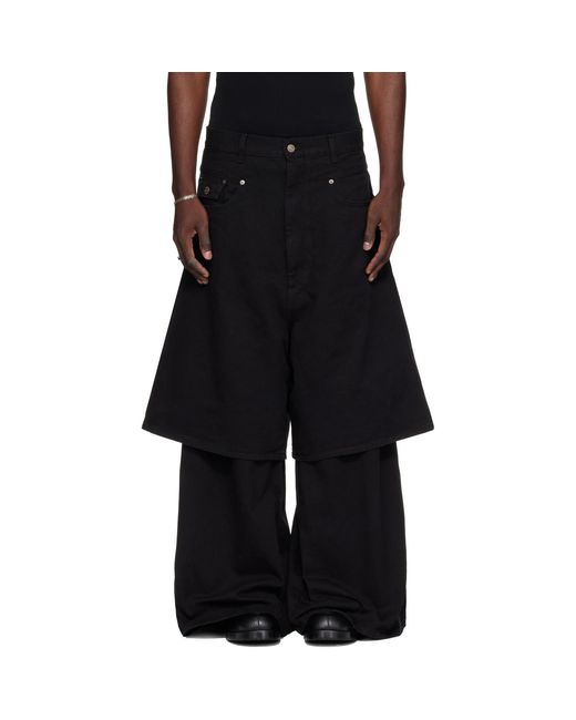 Lu'u Dan Black Double-Deck Denim Jeans for men