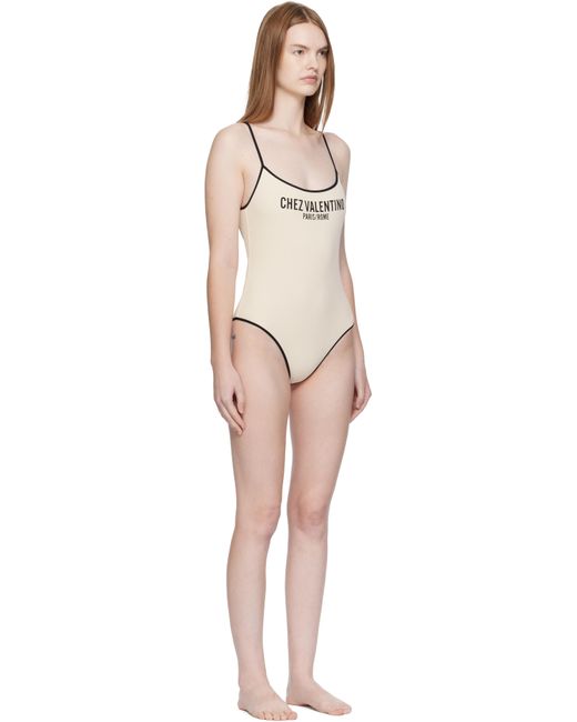 Valentino Black Off- Lycra Piqué Swimsuit