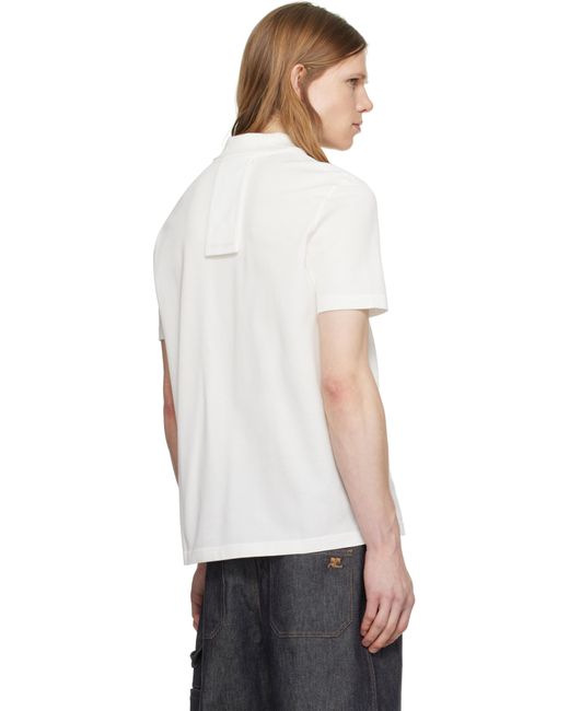 メンズ Courreges ホワイト 'Ac' ピケ ポロシャツ Black