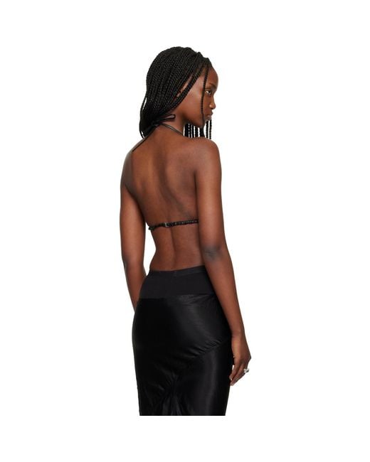 Rick Owens Black Temple Waxy Lamb Leather Bra