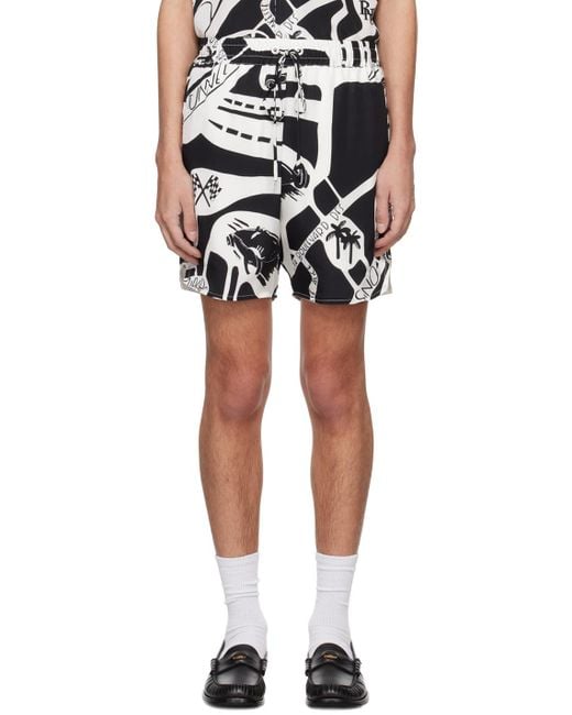 Rhude Black & White Strada Shorts for men