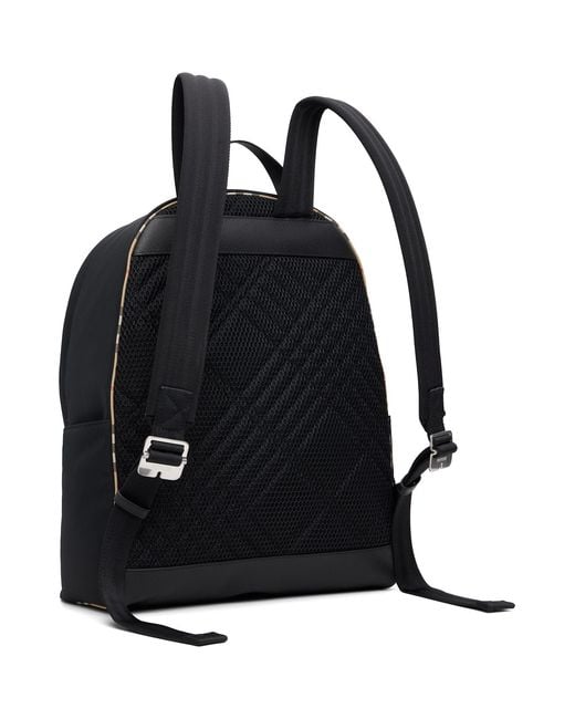 Burberry Black Check Trim Backpack for men