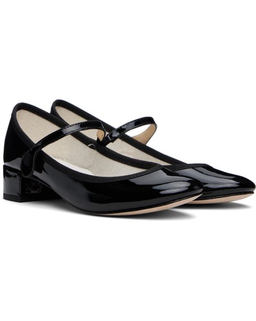 Repetto Black Rose Mary Jane Heels