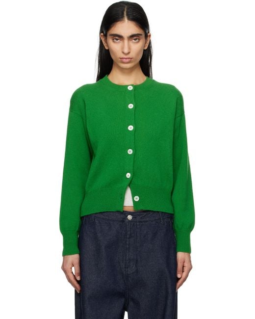 &Daughter Green Ada Crewneck Cardigan