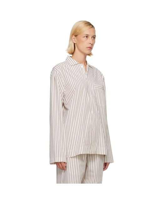 Tekla White Off- & Poplin Long-Sleeved Pyjama Shirt