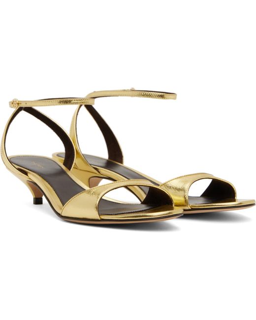 The Row Black Vika Ankle Strap Kitten Heeled Sandals