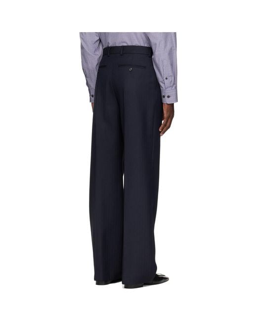 Dries Van Noten Blue Wool Trousers for men